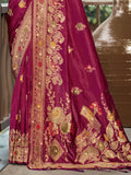 Magenta Silk Saree With Blouse Piece