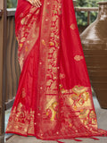 Red Silk Saree With Blouse Piece