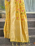 Yellow Organza Saree With Blouse Piece