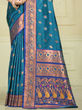 Blue Silk Saree With Blouse Piece