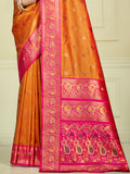 Orange Silk Saree With Blouse Piece