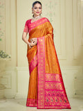 Orange Silk Saree With Blouse Piece