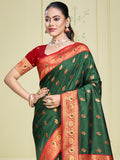 Green Silk Saree With Blouse Piece