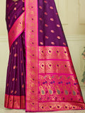 Wine Silk Saree With Blouse Piece