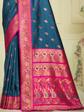 Blue Silk Saree With Blouse Piece