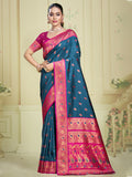 Blue Silk Saree With Blouse Piece