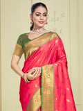 Pink Silk Saree With Blouse Piece