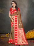 Brown Silk Saree With Blouse Piece