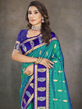 Blue Silk Saree With Blouse Piece