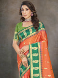 Orange Silk Saree With Blouse Piece