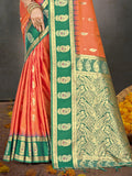 Orange Silk Saree With Blouse Piece