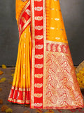 Yellow Silk Saree With Blouse Piece