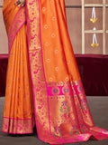 Orange Silk Saree With Blouse Piece