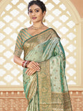 Green Silk Saree With Blouse Piece