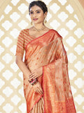 Peach Silk Saree With Blouse Piece