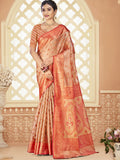 Peach Silk Saree With Blouse Piece