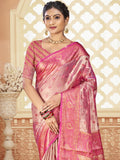 Pink Silk Saree With Blouse Piece