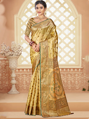 Beige Silk Saree With Blouse Piece