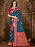 Blue Silk Saree With Blouse Piece