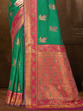 Green Silk Saree With Blouse Piece