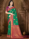 Green Silk Saree With Blouse Piece