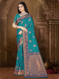 Blue Silk Saree With Blouse Piece