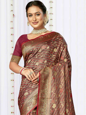 Multi Color Satin Saree With Blouse Piece