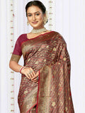 Multi Color Satin Saree With Blouse Piece