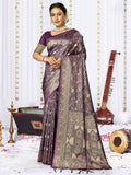 Lavender Satin Saree With Blouse Piece