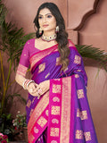 Lavender Silk Saree With Blouse Piece