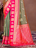 Olive Silk Saree With Blouse Piece