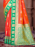 Orange Silk Saree With Blouse Piece