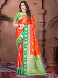 Orange Silk Saree With Blouse Piece