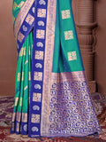 Teal Silk Saree With Blouse Piece