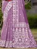 Purple Linen Saree With Blouse Piece