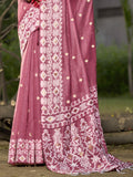 Pink Linen Saree With Blouse Piece