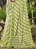 Green Linen Saree With Blouse Piece