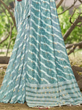 Blue Linen Saree With Blouse Piece