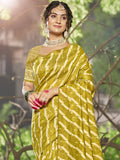 Olive Linen Saree With Blouse Piece