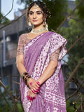 Purple Cotton Saree With Blouse Piece