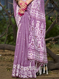 Purple Cotton Saree With Blouse Piece