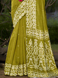 Olive Cotton Saree With Blouse Piece