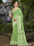 Green Cotton Saree With Blouse Piece