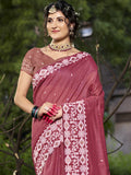 Pink Cotton Saree With Blouse Piece