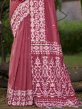 Pink Cotton Saree With Blouse Piece