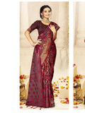 Purple Satin Saree With Blouse Piece