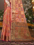 Pink Chanderi Saree With Blouse Piece