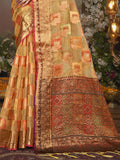 Brown Chanderi Saree With Blouse Piece