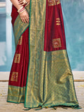 Maroon Silk Saree With Blouse Piece