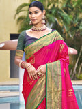 Pink Silk Saree With Blouse Piece